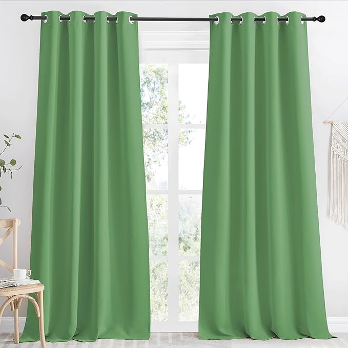 NICETOWN Kitchen Blackout Window Curtain Panel, Forest Green, 1 Panel, 55 by 90 by NICETOWN