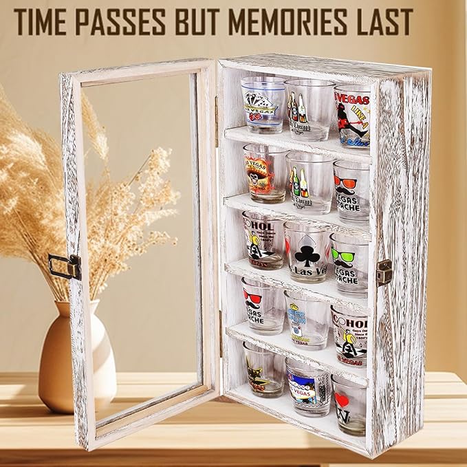 Wall Mounted Wooden Collectible Display Case 5 Shelf Display Storage - Image 4
