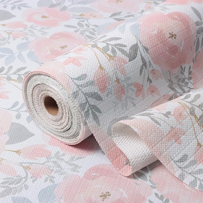 Floral Shelf and Drawer Liner for Kitchen, 12IN x 20FT Non-Adhesive and Strong by Amiitay