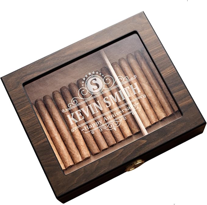 Woodronic Monogrammed Cigar Humidor, Custom Cigar Case - Image 2