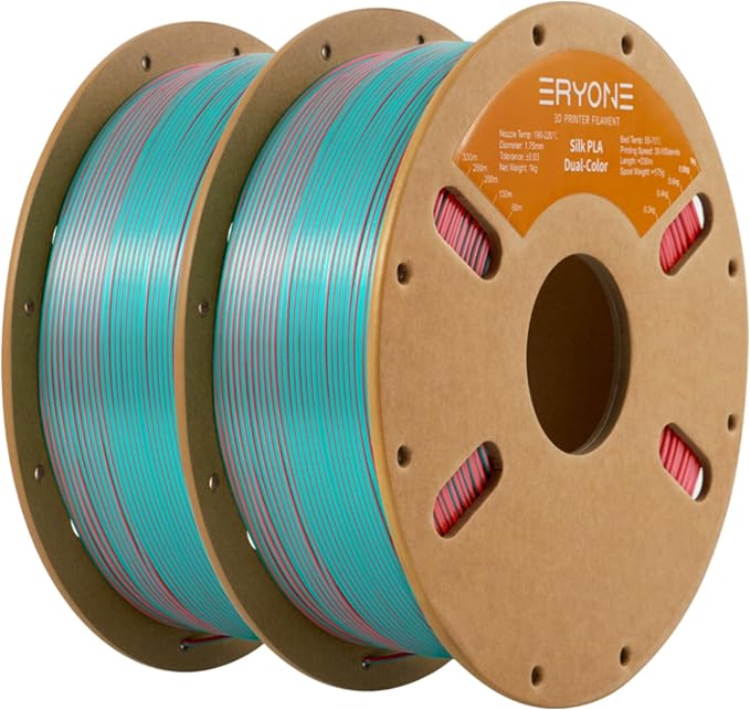 ERYONE Silk Dual Color PLA Filament 3D Printer 1.75mm +/- 0.03mm, Bicolor by ERYONE