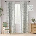 jinchan 95% Blackout Floral Curtains 84 Inches Long, Printed Flower Sage Green by JINCHAN