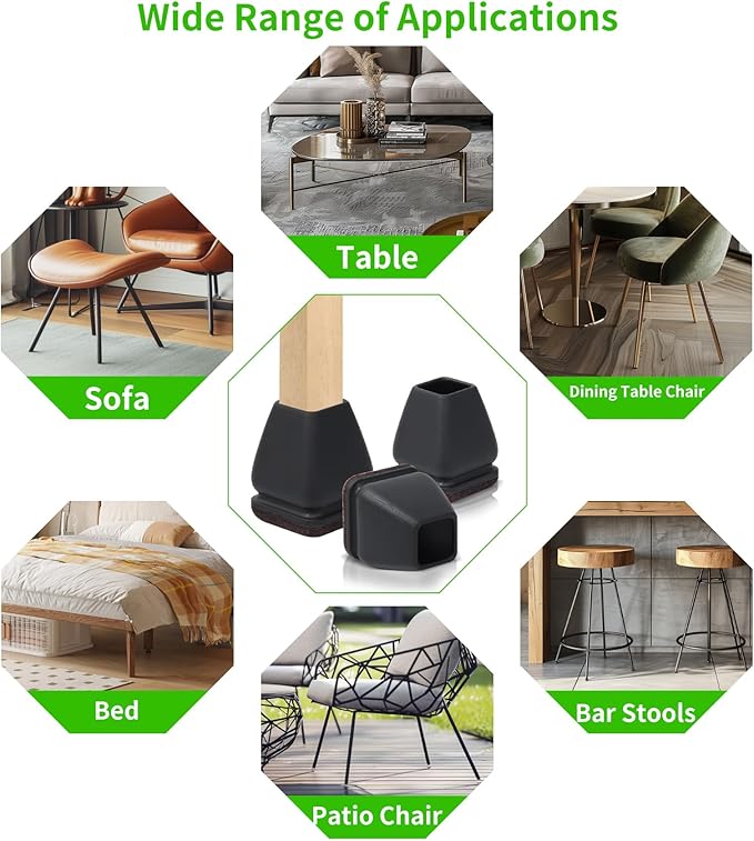 16PCS Small Chair Leg Floor Protectors, 3/4 inch Chair Leg Caps Covers Silicone - Image 8