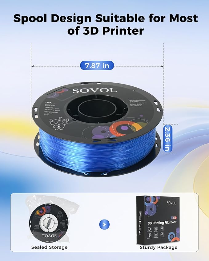 Sovol TPU Filament 1.75mm, 95A Soft TPU Flexible 3D Printer Filament - Image 7