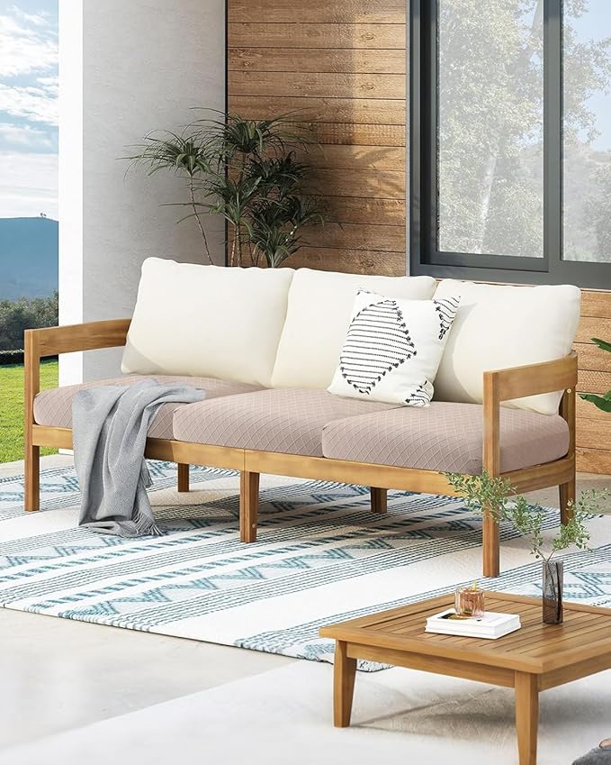 Fuloon Waterproof Seat Cushion Covers 2 PCS, Stretch Sofa Cushion Slipcovers - Image 5