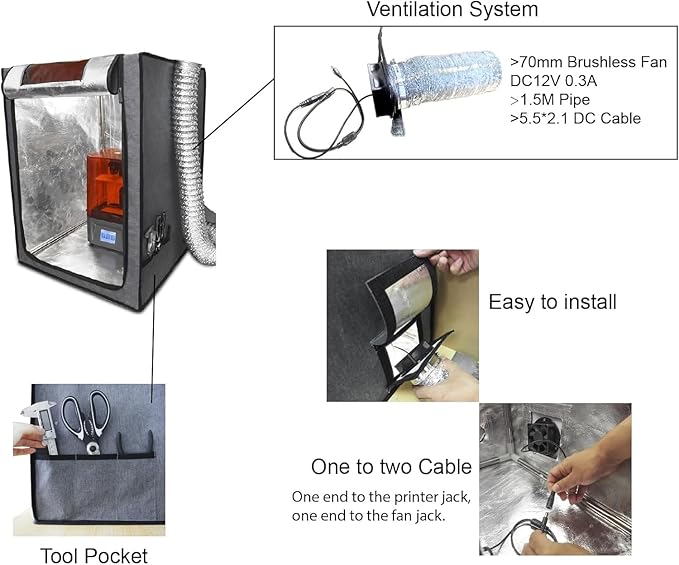 Multifunctional 3D Printer Enclosure w/Adjustable Ventilation Kit Eliminate - Image 5
