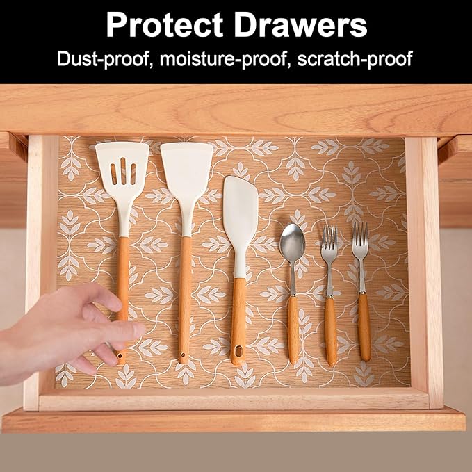 Cooyes Shelf Paper for Kitchen Cabinets Non Adhesive, Waterproof & Oil-Proof - Image 2