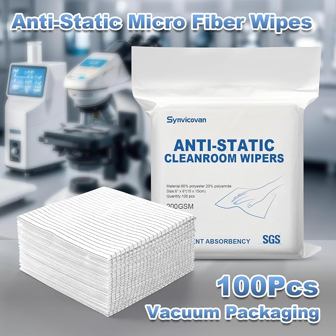 Anti-Static Microfiber Wipes 6"x6" Lint Free Cloths Reusable Special ESD - Image 2