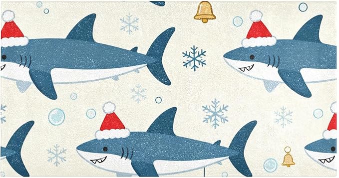 Merry Christmas Shark Beige decorative mat by Unknown