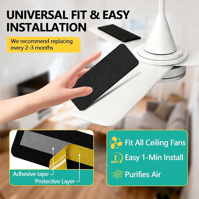Ceiling Fan Filters for Blades, 20 Pack Fan Air Purifier Pads - Image 4