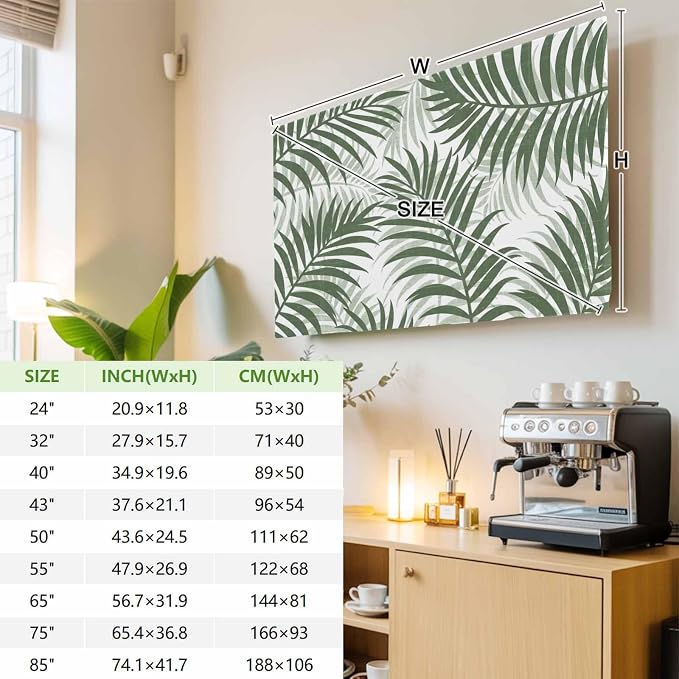 Palm Leaf Summer Forest Indoor TV Cover, Elastic TV Screen Protector Green - Image 4