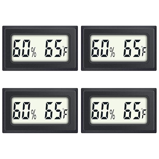 Reptile Thermometer 4-Pack Mini Digital Humidity Temperature Meters Gauge by AikTryee