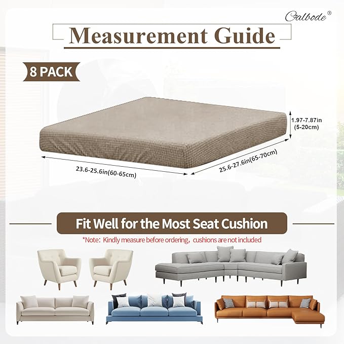 8Pcs Outdoor Stretch Cushion Covers, Waterproof Outdoor Chair Cushion Covers - Image 2
