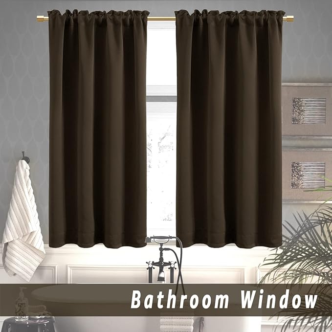 PANELSBURG Dark Brown Waterproof Window Curtains 42 Inch Length - Image 6