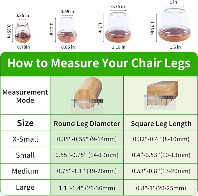 8 Pcs Extra Small Chair Leg Floor Protectors - Image 2