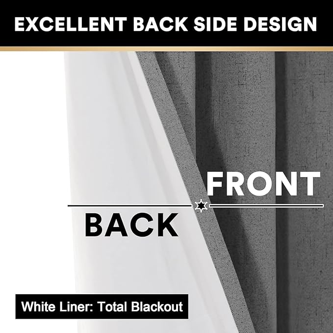 PrinceDeco Blackout Curtains 90" Long 2 Panels Set 100% Blackout Curtains - Image 5