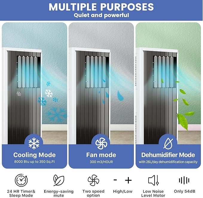 8000 BTUs Portable Air Conditioner - Image 2