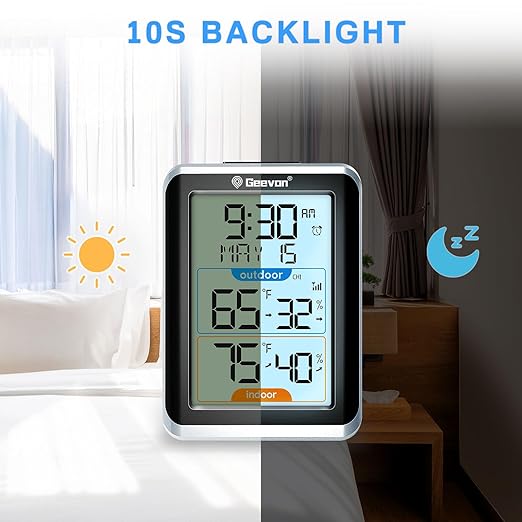 Geevon Wireless Indoor/Outdoor Thermometer & Hygrometer, Digital Temperature & - Image 3