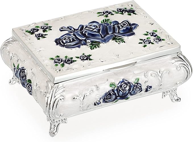 Hipiwe Vintage Metal Jewelry Box Small Treasure Chest Case Trinket Organizer - Image 8