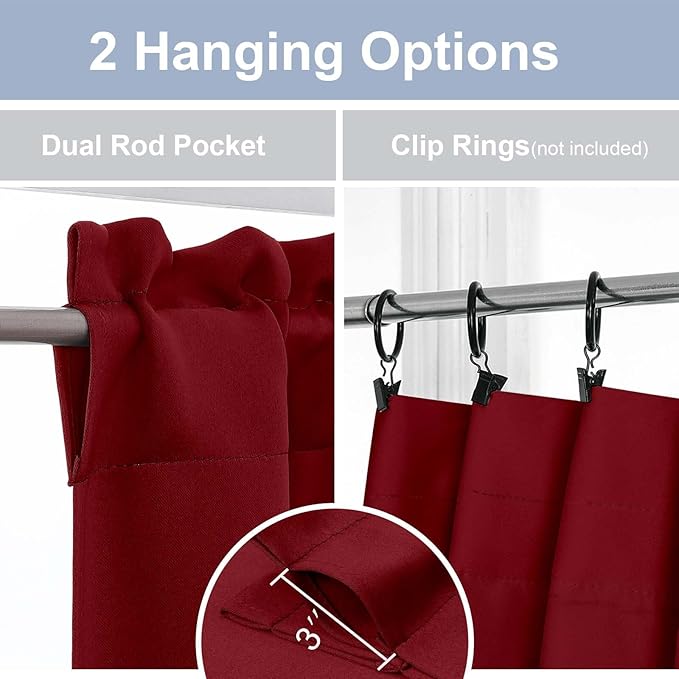 Chyhomenyc Short Kitchen Curtains 30 Inch Length, Small Red Curtain Rod Pocket - Image 5