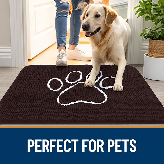 OLANLY Dog Door Mat for Muddy Paws 54x32, Paw Print Design, Absorbs Moisture - Image 6