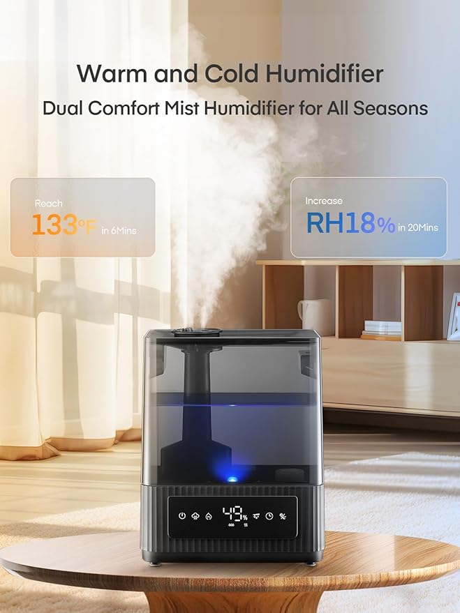 FOHERE Smart Humidifier for Bedroom, 6L Quiet Warm Cool Mist Humidifier - Image 2