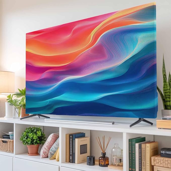 Modern Abstract Water Ripple Ombre Indoor TV Cover, Elastic TV Screen Protector by Unknown