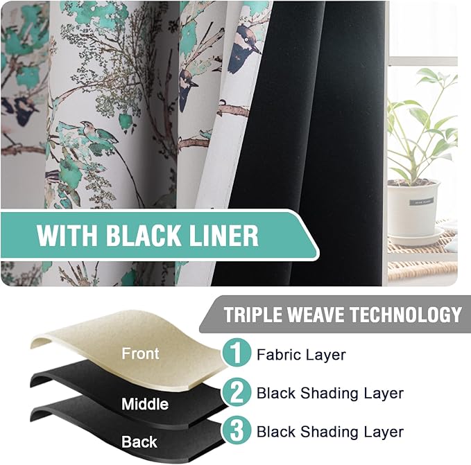 H.VERSAILTEX Floral 100% Blackout Curtains 84 inch Length 2 Panels Vintage - Image 4