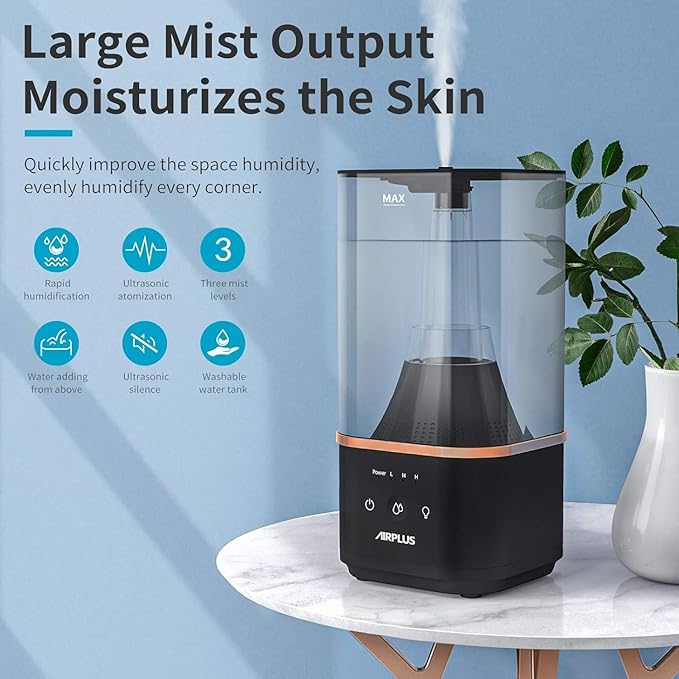 AIRPLUS Powerful Humidifier for Bedroom Lasting up to 60 Hours, Top-Refilling - Image 2