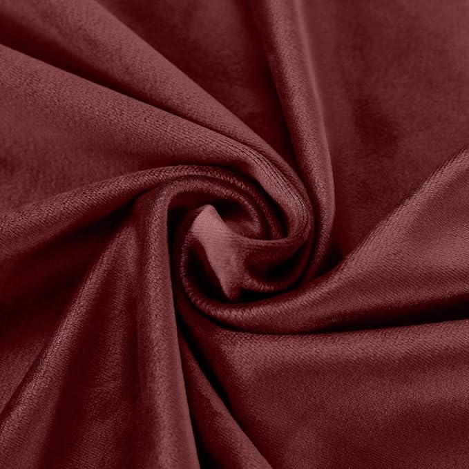 ChadMade Blackout Lined Premium Velvet Curtain Burgundy 50Wx84L Inch, Eyelet - Image 6