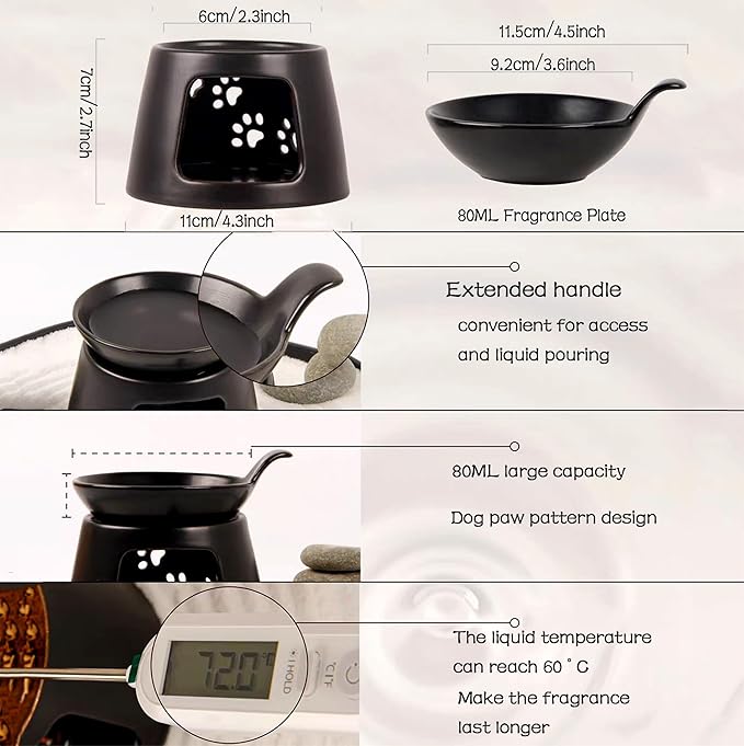 Ceramic Essential Oil Burner, BAOBYAO Wax Melt Burners Humidifier Yoga - Image 2