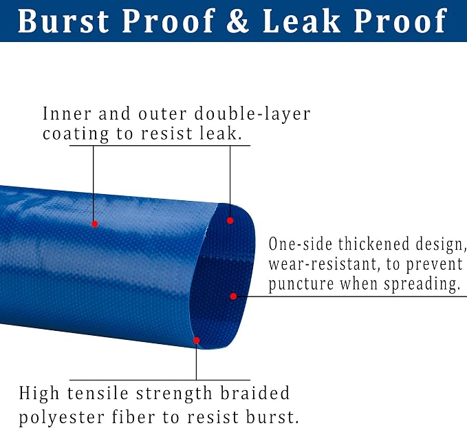 2-1/2 in x 100 ft Pool Backwash Hose Heavy Duty Drain Discharge Double PVC Lay - Image 3