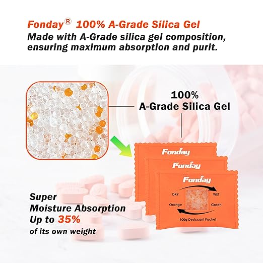 100g x 5 Packs Fonday Rechargeable Silica Gel Desiccant Packets Fast Reactivate - Image 3
