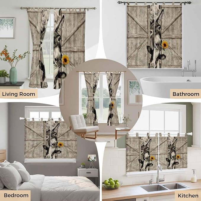 Funny Farm Animals Living Room Curtains 96 Inch Length, Window Curtains Tab Top - Image 7