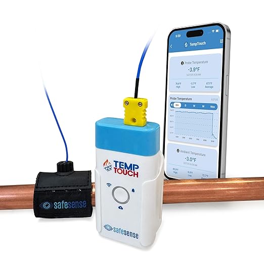 TempTouch WiFi Clamp Temperature and Humidity Sensor, Smart Thermometer by SAFESENSE