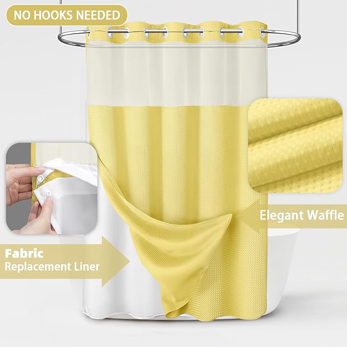 No Hook Shower Curtain and Liner Set - Image 3
