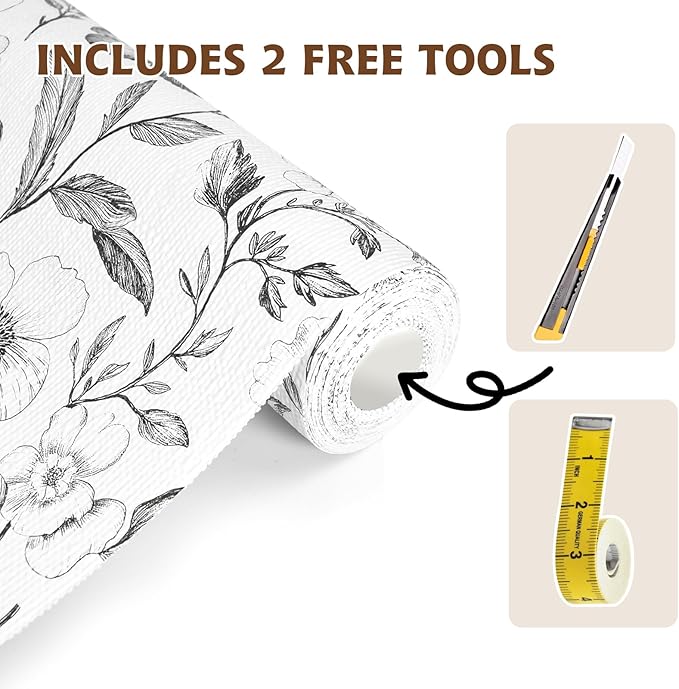 Drawer and Shelf Liner Black Flowers 17in x 20FT, Non Adhesive Anti-Slip Double - Image 3