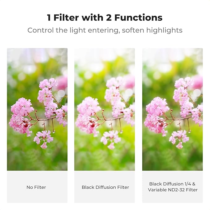 K&F CONCEPT 67mm Black Diffusion Mist 1/4 & Variable ND2-32 in-1 Filter - Image 3