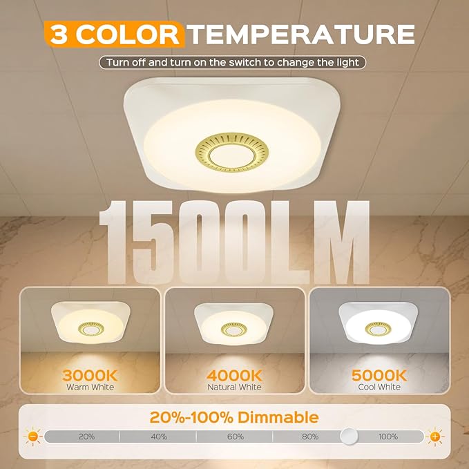 Bathroom Exhaust Fan with Light, 36W Quiet Vent Fan - Image 7