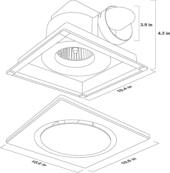 Bathroom Fan Ultra-Quiet Bathroom Ventilation, Exhaust Fan, 123CFM 0.7 Sones 40W - Image 8