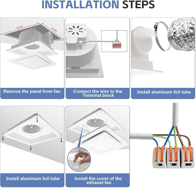 Bathroom Fan Ceiling Mount Exhaust Ventilation, 141 CFM 0.7 Sones, 4 Inches Duct - Image 4