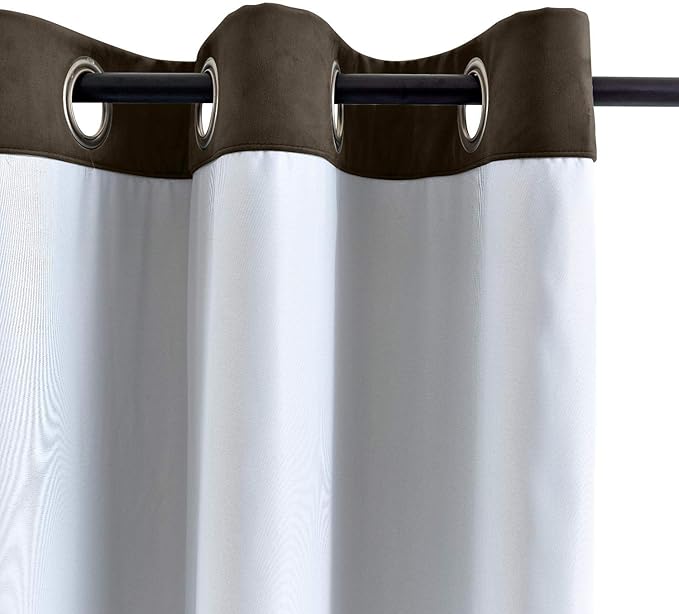 ChadMade Blackout Lined Premium Velvet Curtain Chocolate 50Wx108L Inch - Image 3