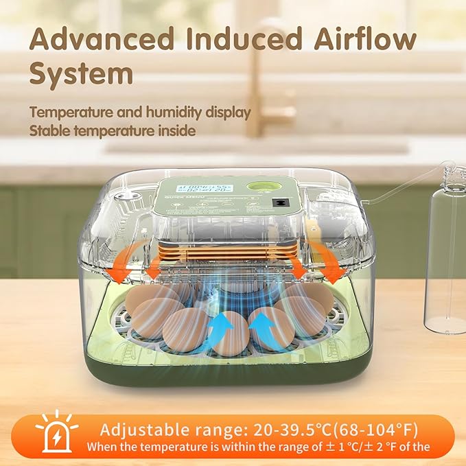 12 Egg Incubator with Automatic Turning, Temperature and Humidity Control - Image 2