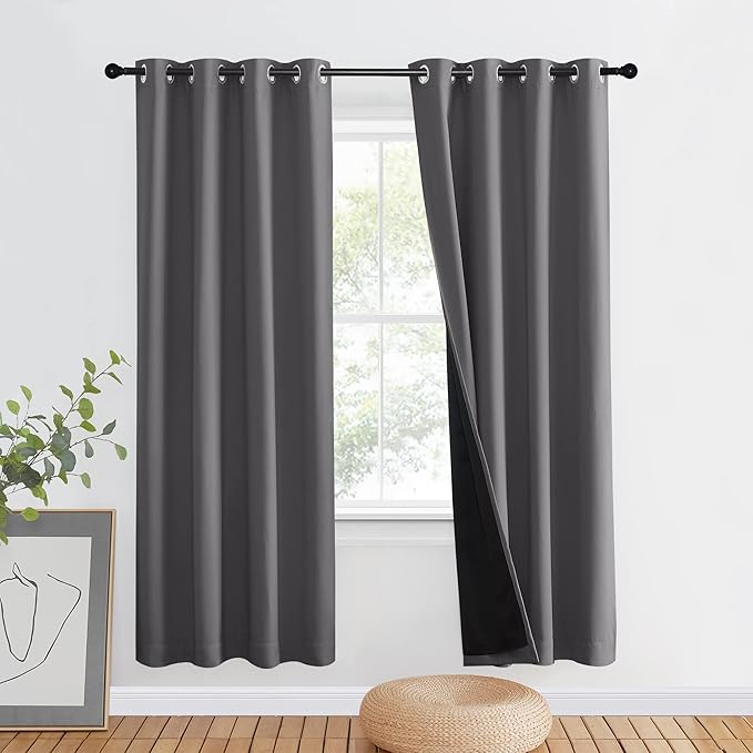 NICETOWN Grey Full Shade Curtain Panel, Energy Smart & Noise Blocking Out by NICETOWN
