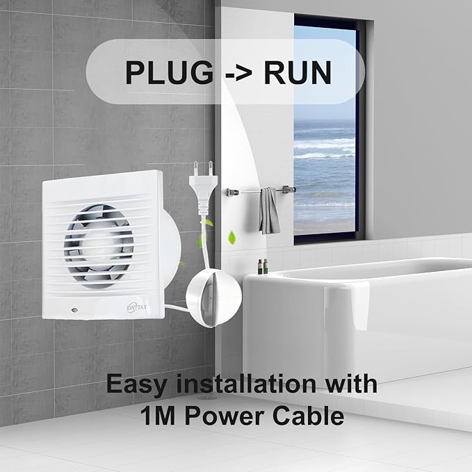 4 Inch Wall Mount Bathroom Exhaust Fan, Plug in Wall Exhaust Fan, 12W 77 CFM - Image 4