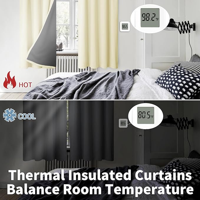 BGment Cream Blackout Curtains for Living Room 95 Inch Long 2 Panels Set - Image 4