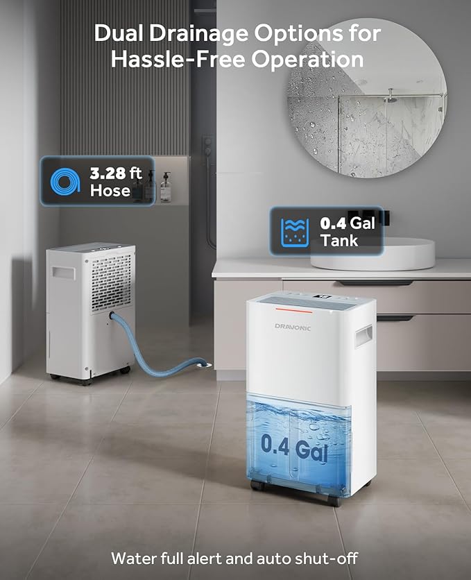 Dehumidifiers for Home with Drain Hose, Smart Humidity Control, 3 Modes for - Image 4
