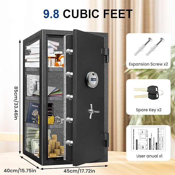 9.8 Cub Extra Large Biometric Waterproof Fireproof Safe - Image 5