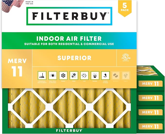Filterbuy 12x12x2 Air Filter MERV 11 Superior Pet & Allergy Defense, by Filterbuy