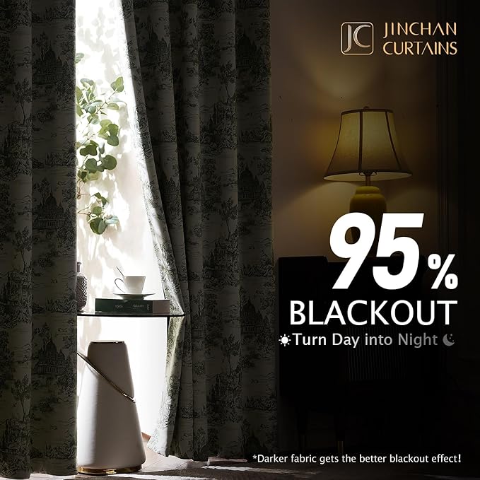 jinchan 95% Blackout Toile Curtains - Image 2